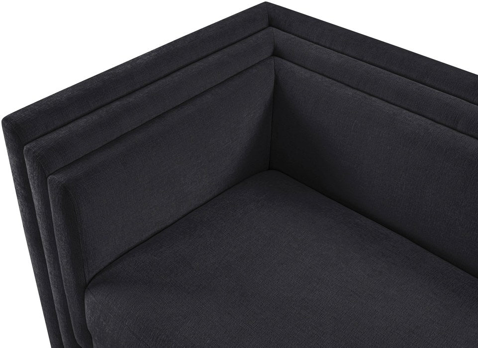 Meridian Furniture - Everett 88.5" Black Chenille Fabric Upholstered Sofa - 44068Black-S - GreatFurnitureDeal