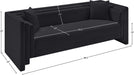 Meridian Furniture - Everett 88.5" Black Chenille Fabric Upholstered Sofa - 44068Black-S - GreatFurnitureDeal