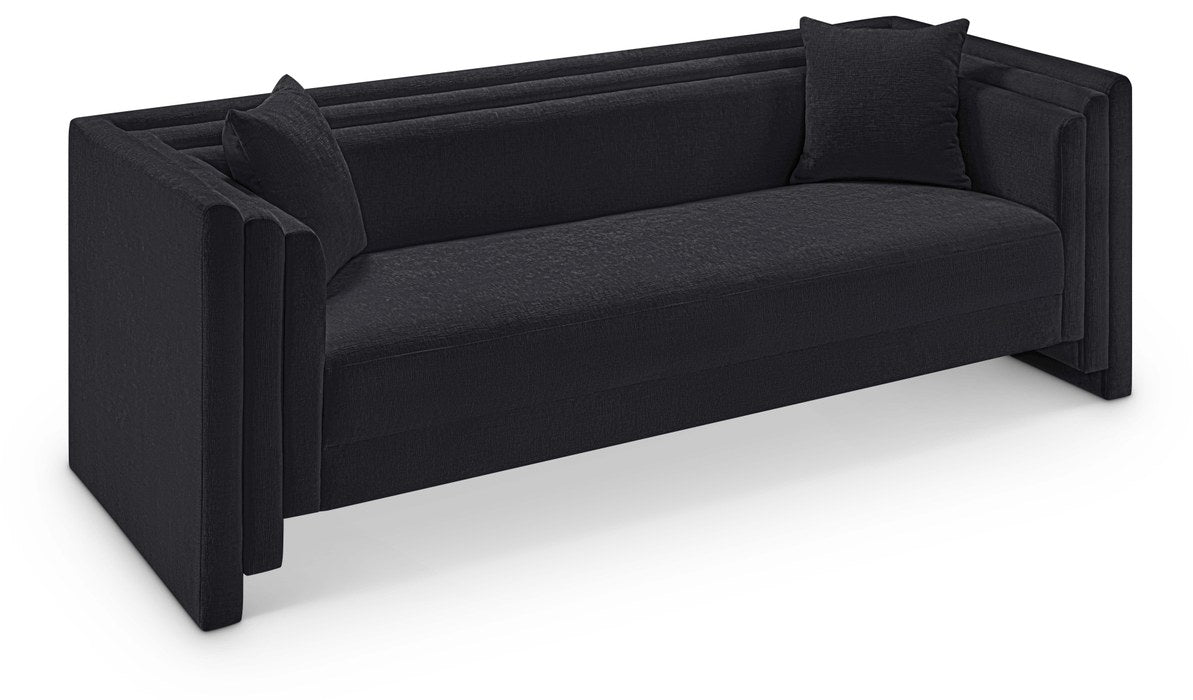 Meridian Furniture - Everett 88.5" Black Chenille Fabric Upholstered Sofa - 44068Black-S - GreatFurnitureDeal