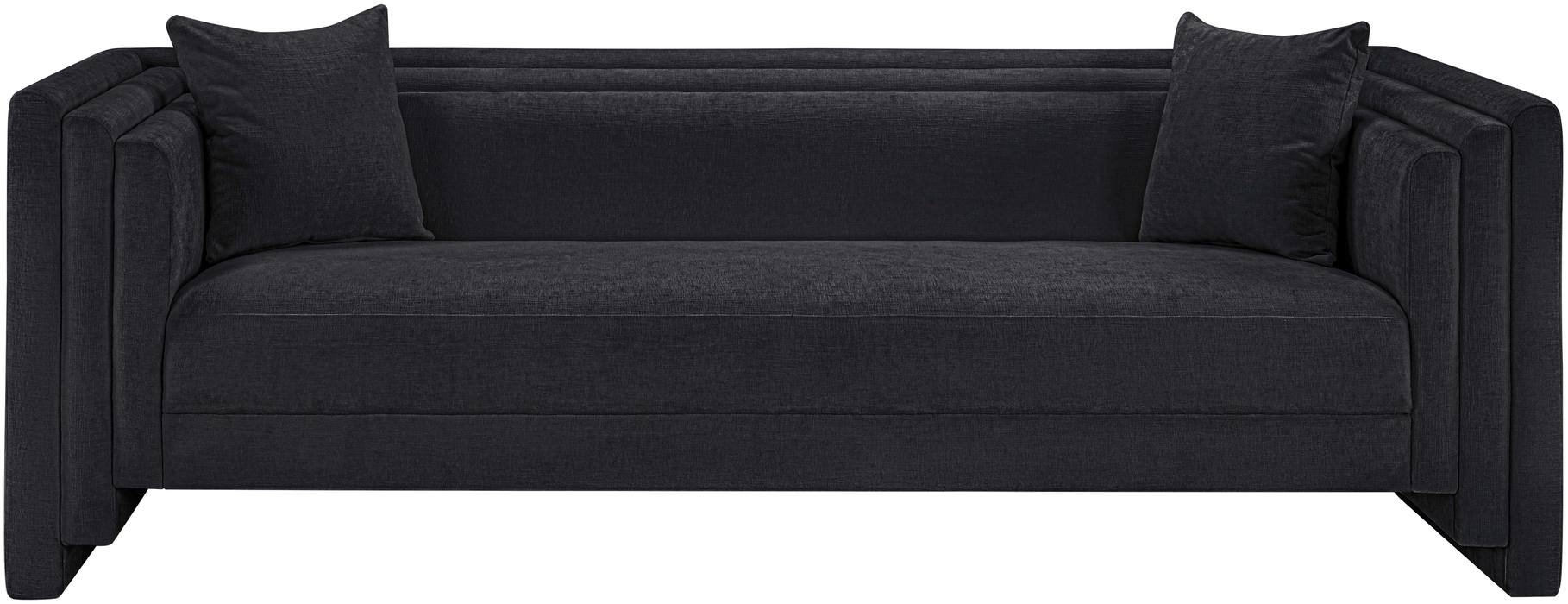 Meridian Furniture - Everett 88.5" Black Chenille Fabric Upholstered Sofa - 44068Black-S - GreatFurnitureDeal