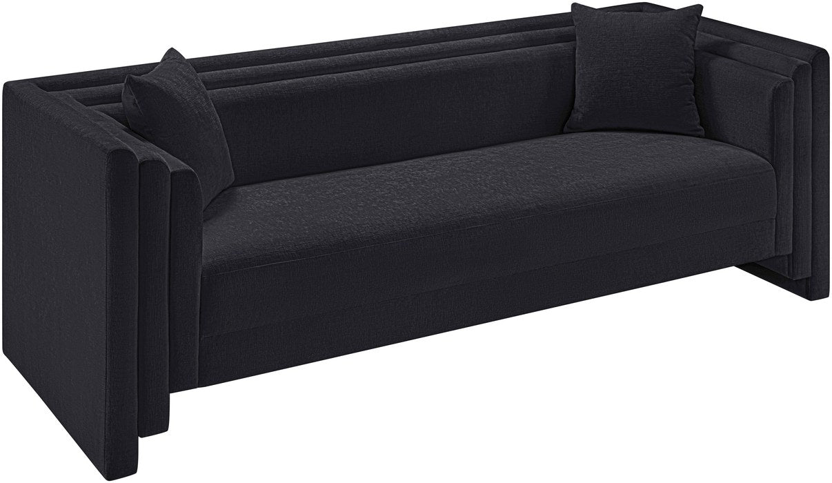Meridian Furniture - Everett 88.5" Black Chenille Fabric Upholstered Sofa - 44068Black-S - GreatFurnitureDeal