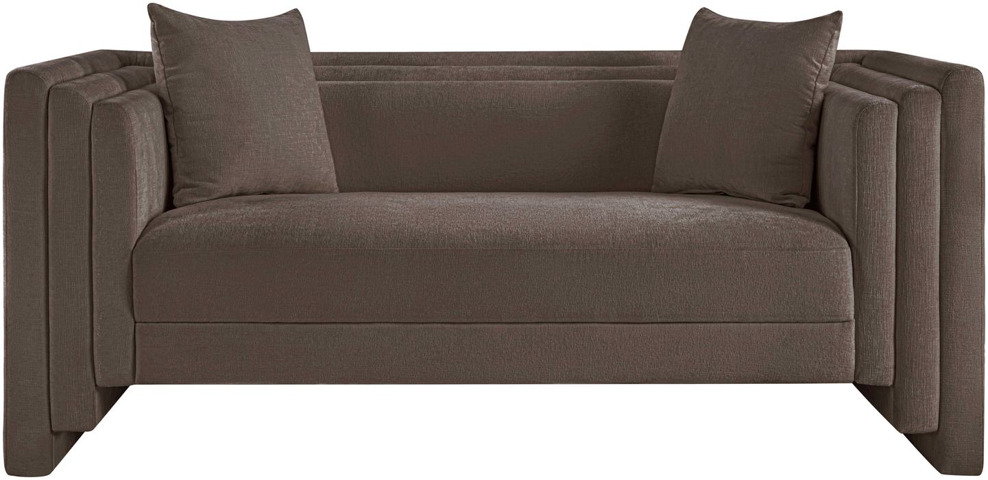 Meridian Furniture - Everett 67" Brown Chenille Fabric Upholstered Loveseat - 44068Brown-L - GreatFurnitureDeal