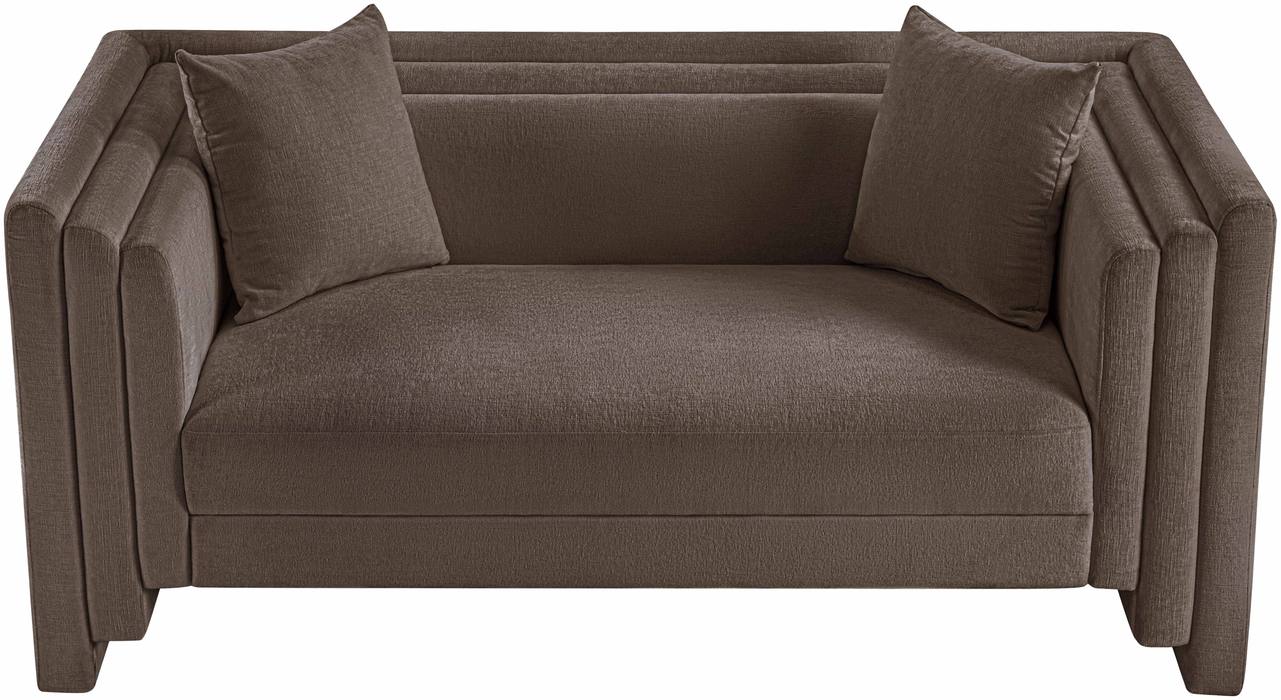 Meridian Furniture - Everett 67" Brown Chenille Fabric Upholstered Loveseat - 44068Brown-L - GreatFurnitureDeal