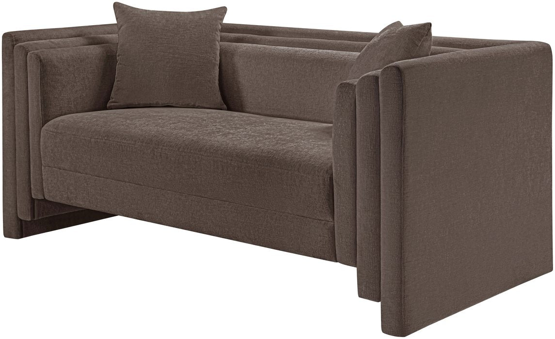 Meridian Furniture - Everett 67" Brown Chenille Fabric Upholstered Loveseat - 44068Brown-L - GreatFurnitureDeal