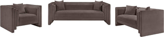 Meridian Furniture - Everett 67" Brown Chenille Fabric Upholstered Loveseat - 44068Brown-L - GreatFurnitureDeal