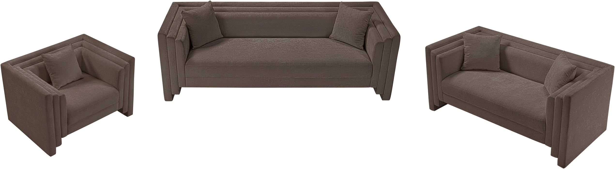 Meridian Furniture - Everett 88.5" Brown Chenille Fabric Upholstered Sofa - 44068Brown-S - GreatFurnitureDeal