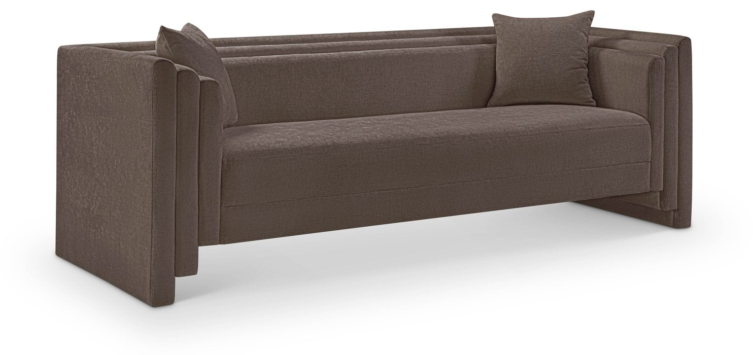Meridian Furniture - Everett 88.5" Brown Chenille Fabric Upholstered Sofa - 44068Brown-S - GreatFurnitureDeal