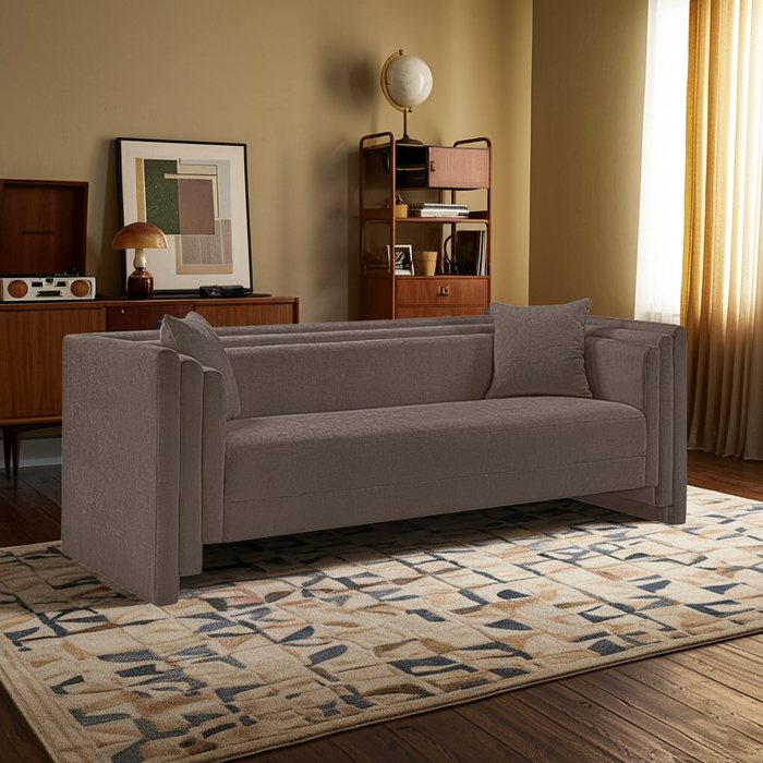 Meridian Furniture - Everett 88.5" Brown Chenille Fabric Upholstered Sofa - 44068Brown-S - GreatFurnitureDeal