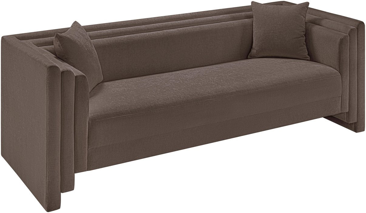 Meridian Furniture - Everett 88.5" Brown Chenille Fabric Upholstered Sofa - 44068Brown-S - GreatFurnitureDeal
