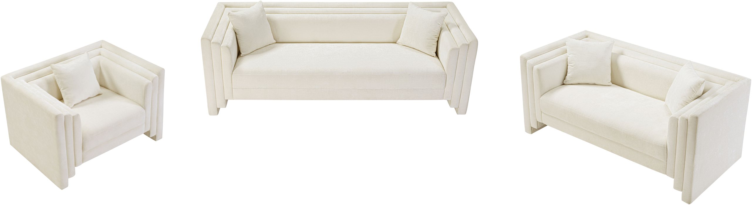 Meridian Furniture - Everett 67" Cream Chenille Fabric Upholstered Loveseat - 44068Cream-L - GreatFurnitureDeal