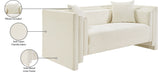 Meridian Furniture - Everett 67" Cream Chenille Fabric Upholstered Loveseat - 44068Cream-L - GreatFurnitureDeal