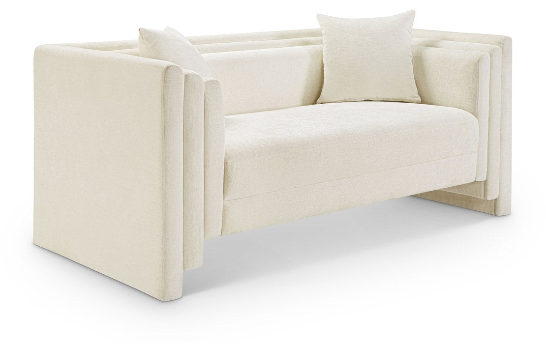 Meridian Furniture - Everett 67" Cream Chenille Fabric Upholstered Loveseat - 44068Cream-L - GreatFurnitureDeal