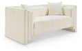 Meridian Furniture - Everett 67" Cream Chenille Fabric Upholstered Loveseat - 44068Cream-L - GreatFurnitureDeal