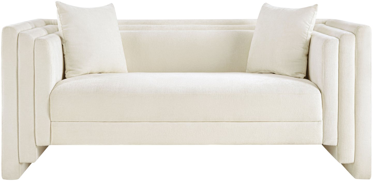 Meridian Furniture - Everett 67" Cream Chenille Fabric Upholstered Loveseat - 44068Cream-L - GreatFurnitureDeal