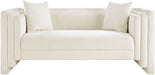Meridian Furniture - Everett 67" Cream Chenille Fabric Upholstered Loveseat - 44068Cream-L - GreatFurnitureDeal