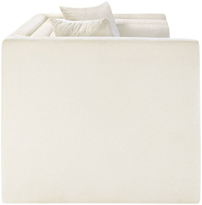 Meridian Furniture - Everett 67" Cream Chenille Fabric Upholstered Loveseat - 44068Cream-L - GreatFurnitureDeal