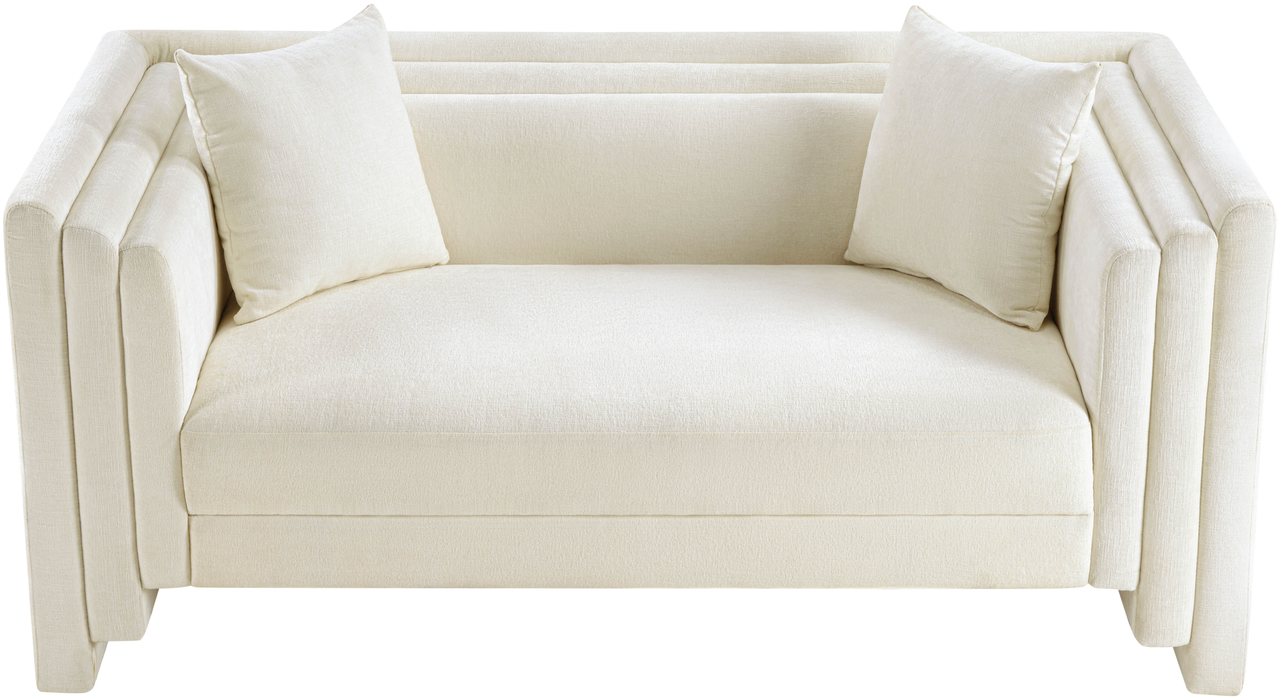 Meridian Furniture - Everett 67" Cream Chenille Fabric Upholstered Loveseat - 44068Cream-L - GreatFurnitureDeal