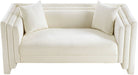 Meridian Furniture - Everett 67" Cream Chenille Fabric Upholstered Loveseat - 44068Cream-L - GreatFurnitureDeal