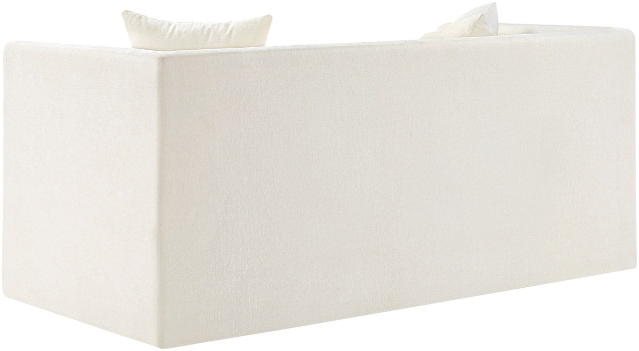 Meridian Furniture - Everett 67" Cream Chenille Fabric Upholstered Loveseat - 44068Cream-L - GreatFurnitureDeal