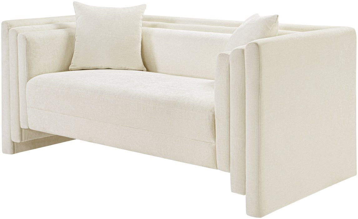 Meridian Furniture - Everett 67" Cream Chenille Fabric Upholstered Loveseat - 44068Cream-L - GreatFurnitureDeal