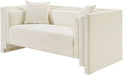 Meridian Furniture - Everett 67" Cream Chenille Fabric Upholstered Loveseat - 44068Cream-L - GreatFurnitureDeal