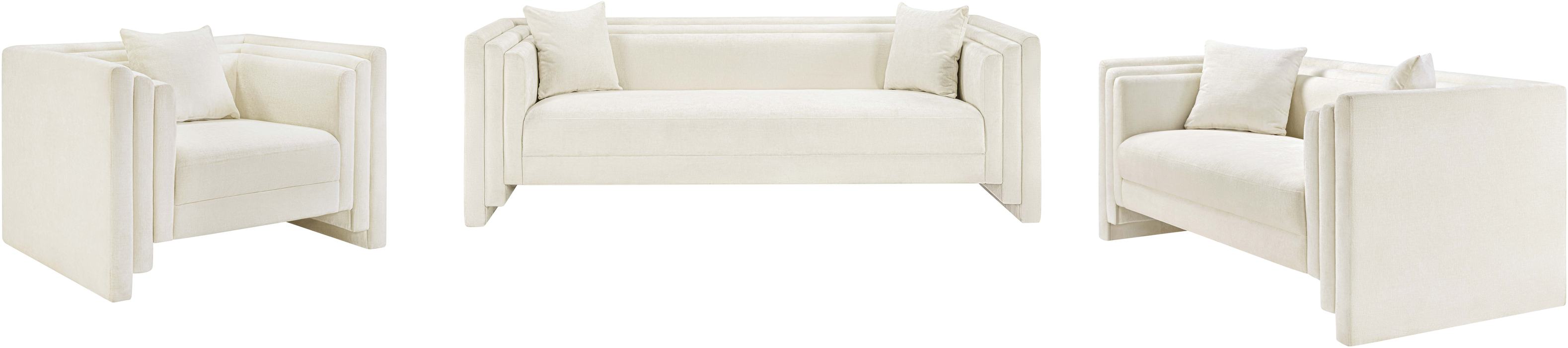 Meridian Furniture - Everett 67" Cream Chenille Fabric Upholstered Loveseat - 44068Cream-L - GreatFurnitureDeal