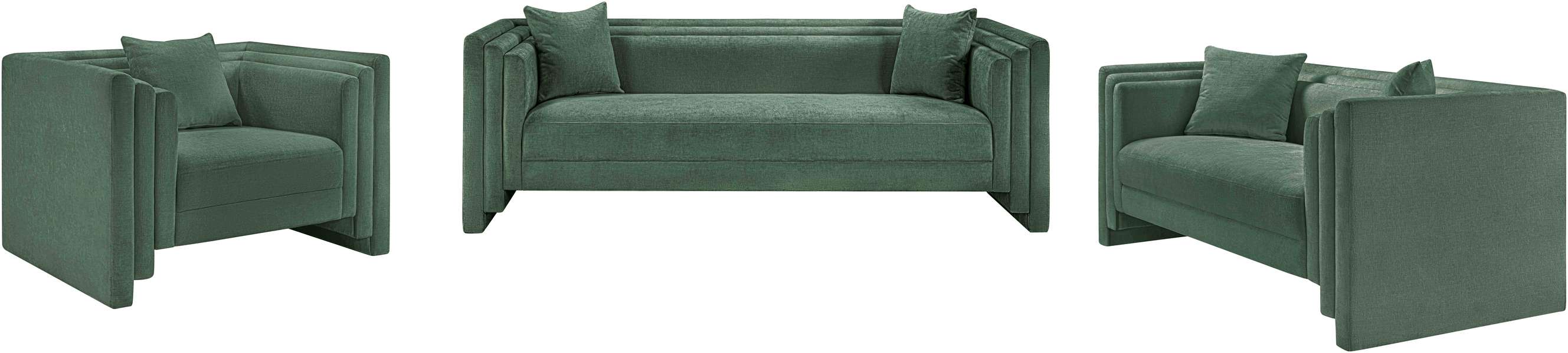 Meridian Furniture - Everett 88.5" Green Chenille Fabric Upholstered Sofa - 44068Green-S - GreatFurnitureDeal