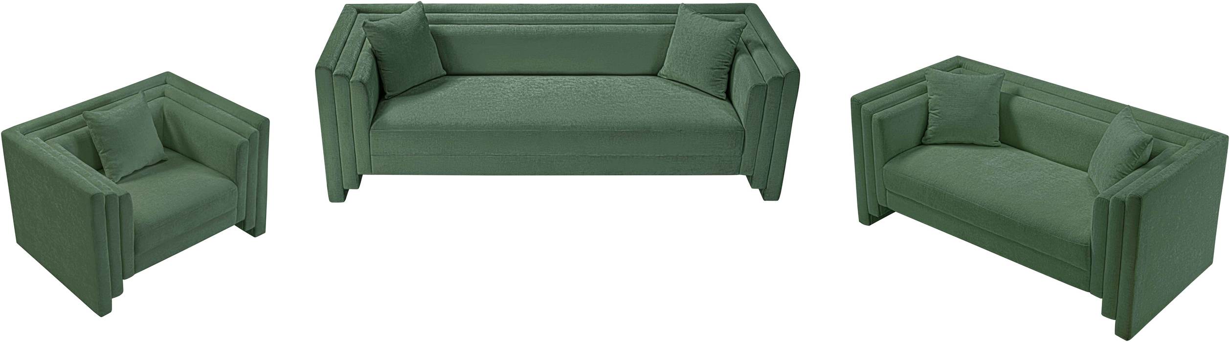 Meridian Furniture - Everett 88.5" Green Chenille Fabric Upholstered Sofa - 44068Green-S - GreatFurnitureDeal
