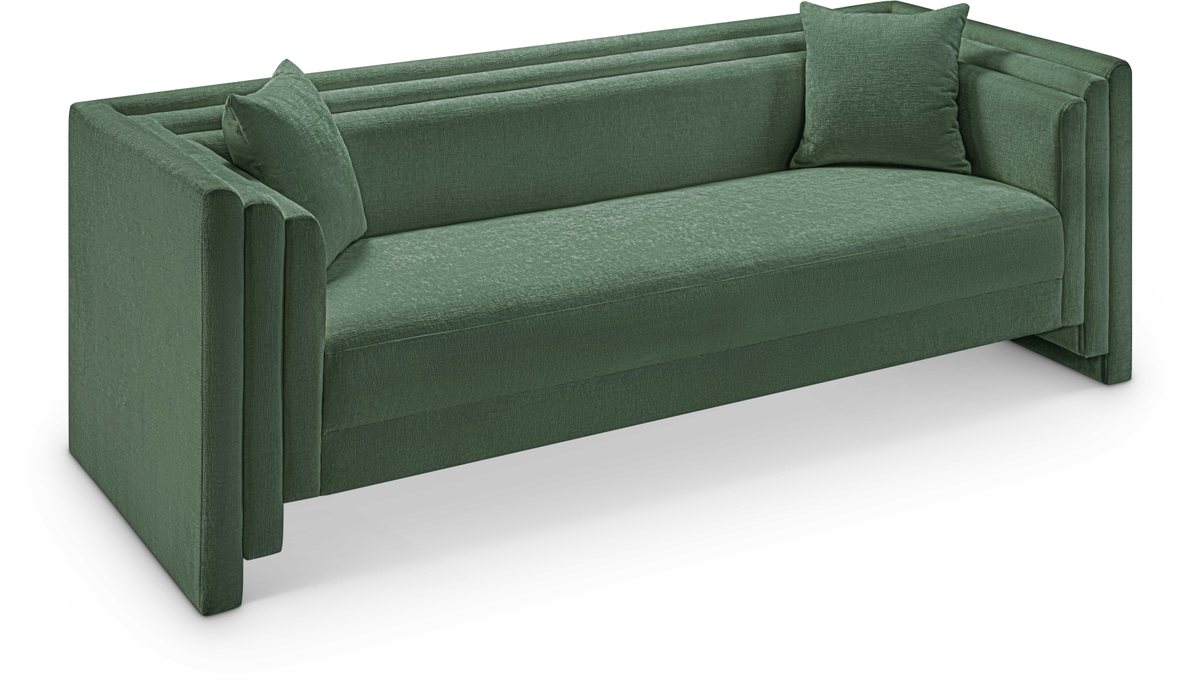 Meridian Furniture - Everett 88.5" Green Chenille Fabric Upholstered Sofa - 44068Green-S - GreatFurnitureDeal