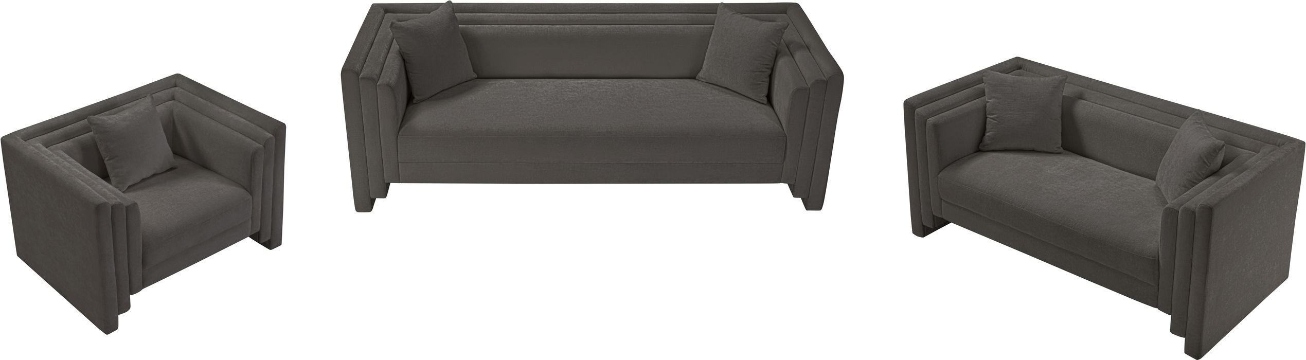 Meridian Furniture - Everett 67" Grey Chenille Fabric Upholstered Loveseat - 44068Grey-L - GreatFurnitureDeal