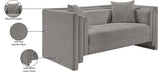 Meridian Furniture - Everett 67" Grey Chenille Fabric Upholstered Loveseat - 44068Grey-L - GreatFurnitureDeal
