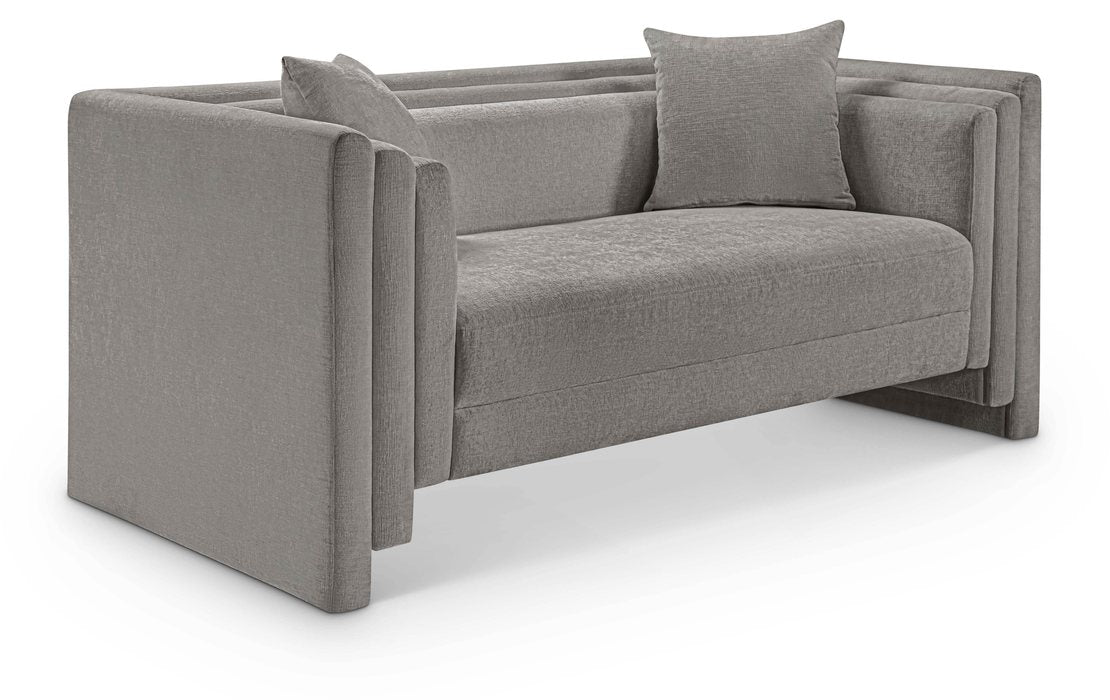 Meridian Furniture - Everett 67" Grey Chenille Fabric Upholstered Loveseat - 44068Grey-L - GreatFurnitureDeal
