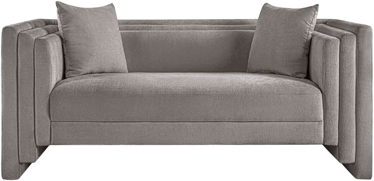 Meridian Furniture - Everett 67" Grey Chenille Fabric Upholstered Loveseat - 44068Grey-L - GreatFurnitureDeal