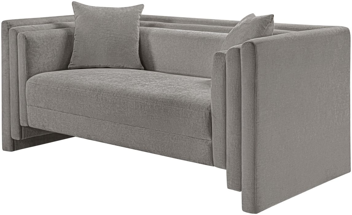 Meridian Furniture - Everett 67" Grey Chenille Fabric Upholstered Loveseat - 44068Grey-L - GreatFurnitureDeal