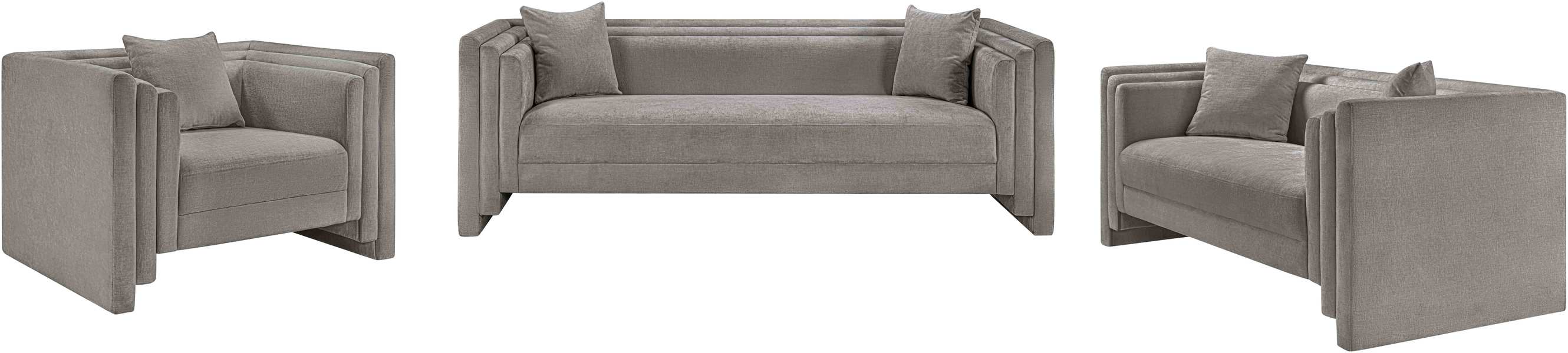 Meridian Furniture - Everett 67" Grey Chenille Fabric Upholstered Loveseat - 44068Grey-L - GreatFurnitureDeal