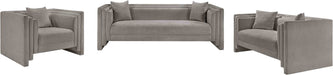 Meridian Furniture - Everett 88.5" Grey Chenille Fabric Upholstered Sofa - 44068Grey-S - GreatFurnitureDeal