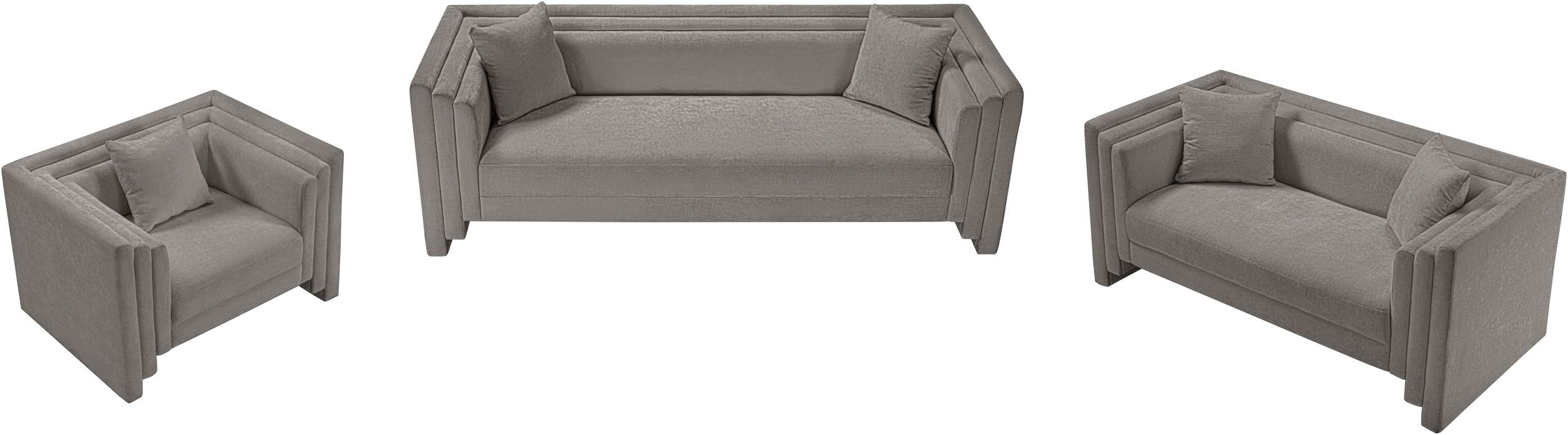 Meridian Furniture - Everett 88.5" Grey Chenille Fabric Upholstered Sofa - 44068Grey-S - GreatFurnitureDeal