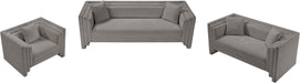 Meridian Furniture - Everett 88.5" Grey Chenille Fabric Upholstered Sofa - 44068Grey-S - GreatFurnitureDeal