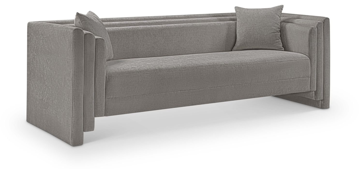 Meridian Furniture - Everett 88.5" Grey Chenille Fabric Upholstered Sofa - 44068Grey-S - GreatFurnitureDeal