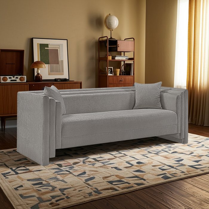 Meridian Furniture - Everett 88.5" Grey Chenille Fabric Upholstered Sofa - 44068Grey-S - GreatFurnitureDeal