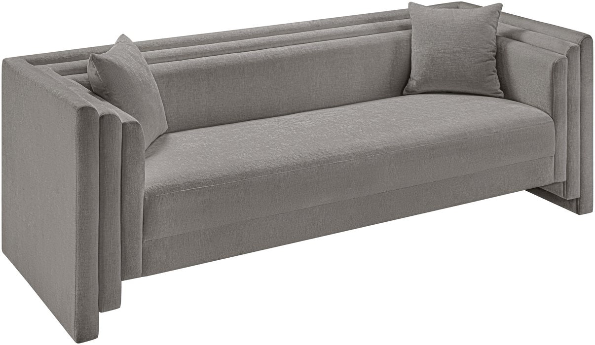 Meridian Furniture - Everett 88.5" Grey Chenille Fabric Upholstered Sofa - 44068Grey-S - GreatFurnitureDeal