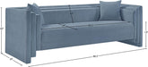 Meridian Furniture - Everett 88.5" Light Blue Chenille Fabric Upholstered Sofa - 44068LtBlu-S - GreatFurnitureDeal