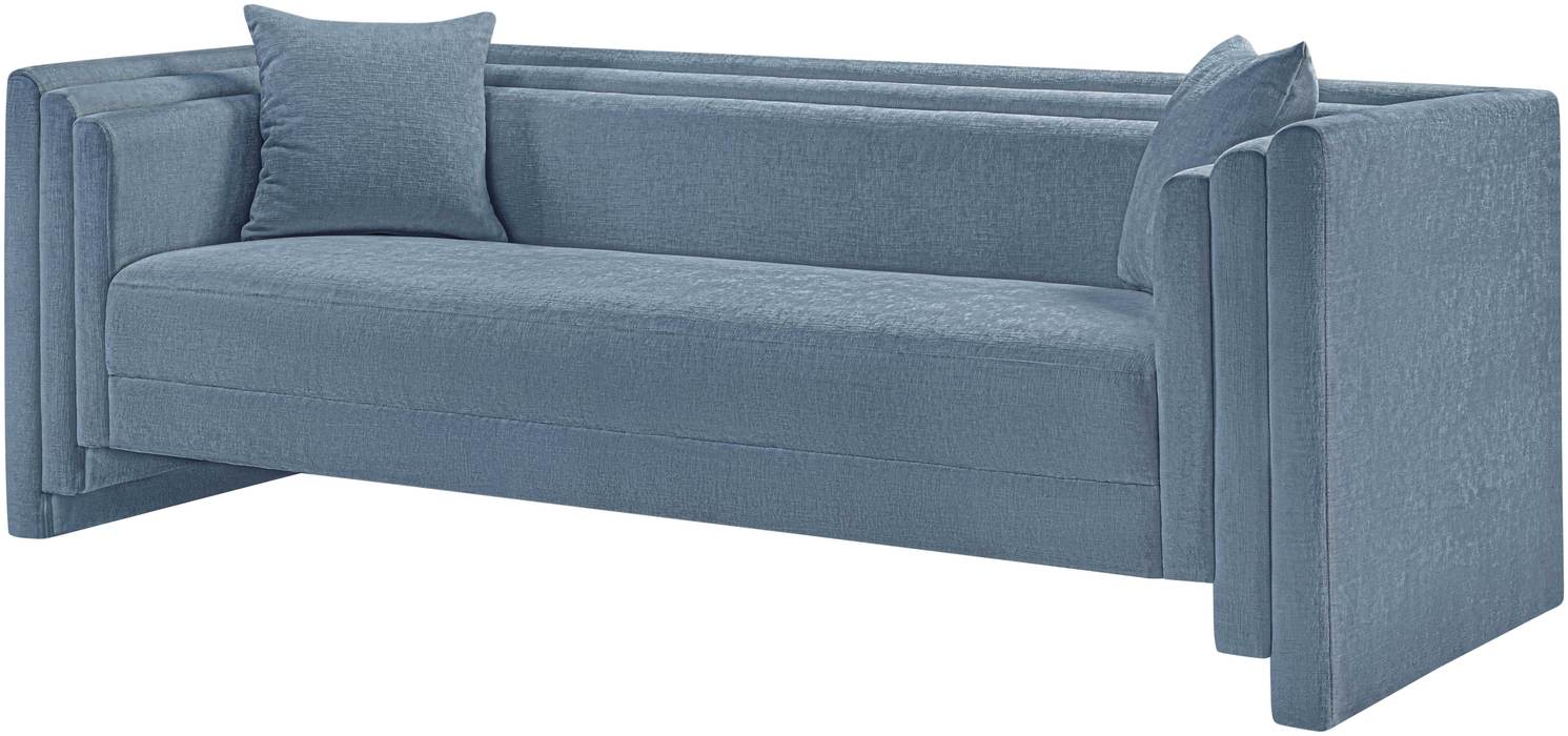 Meridian Furniture - Everett 88.5" Light Blue Chenille Fabric Upholstered Sofa - 44068LtBlu-S - GreatFurnitureDeal