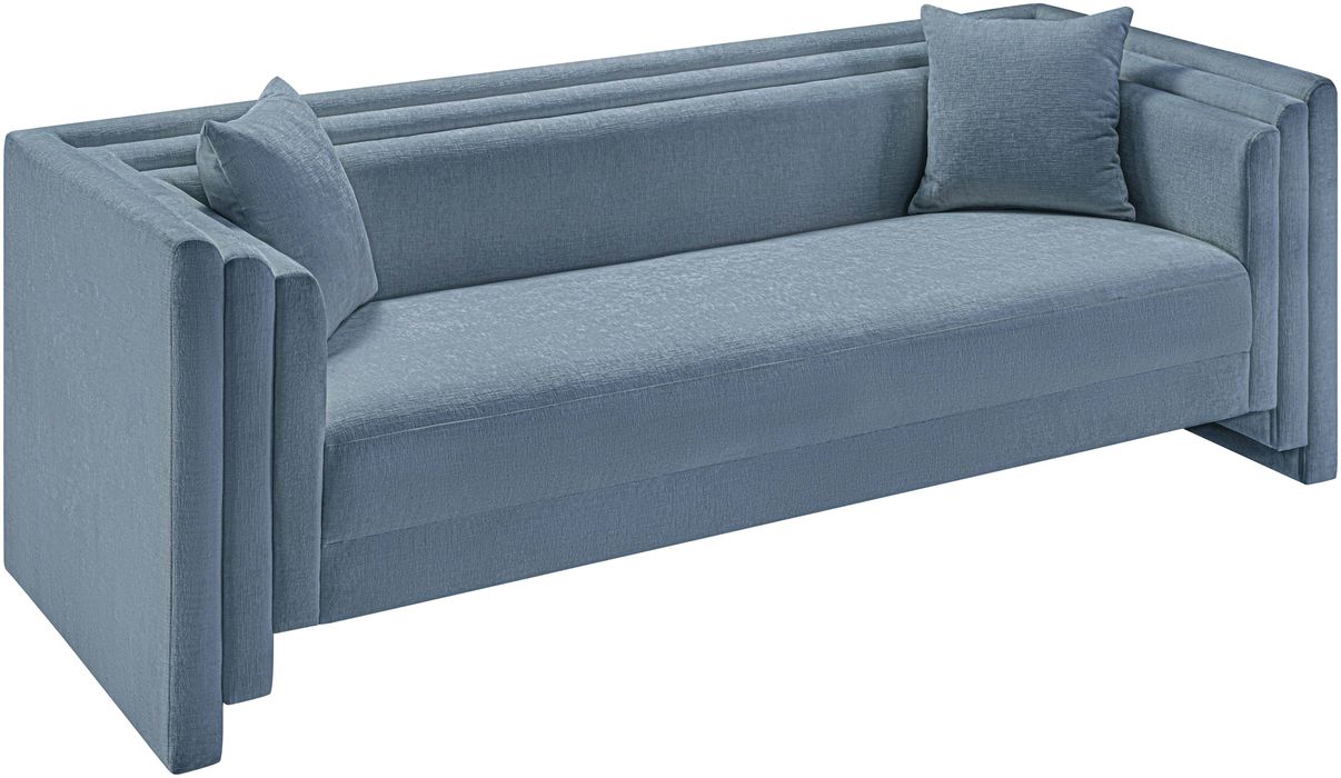 Meridian Furniture - Everett 88.5" Light Blue Chenille Fabric Upholstered Sofa - 44068LtBlu-S - GreatFurnitureDeal