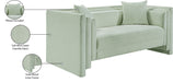 Meridian Furniture - Everett 67" Mint Chenille Fabric Upholstered Loveseat - 44068Mint-L - GreatFurnitureDeal