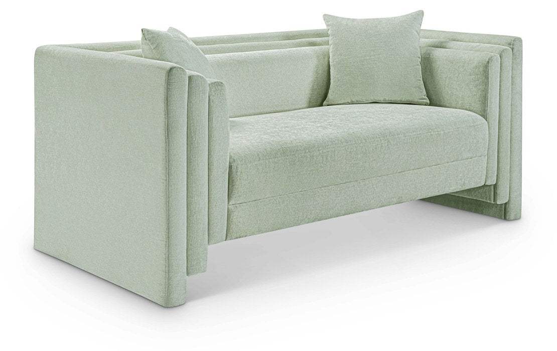 Meridian Furniture - Everett 67" Mint Chenille Fabric Upholstered Loveseat - 44068Mint-L - GreatFurnitureDeal