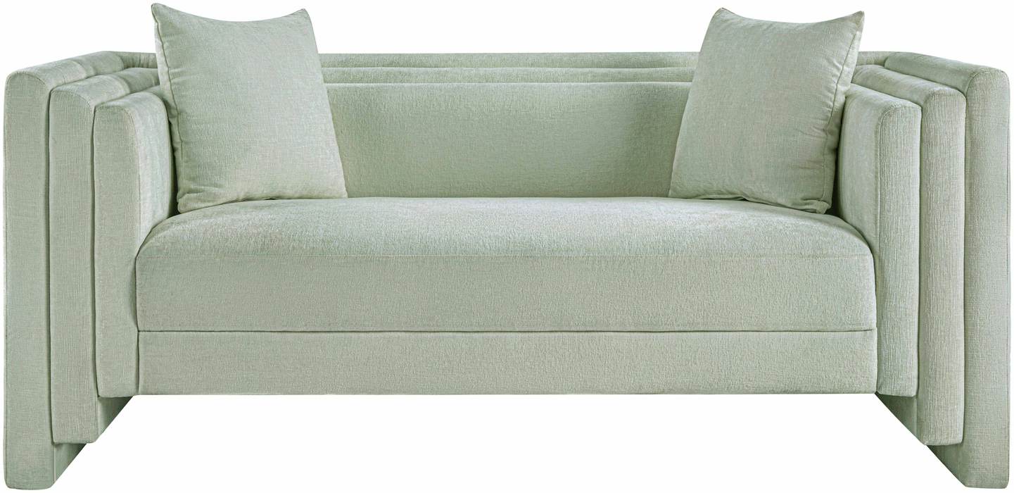 Meridian Furniture - Everett 67" Mint Chenille Fabric Upholstered Loveseat - 44068Mint-L - GreatFurnitureDeal
