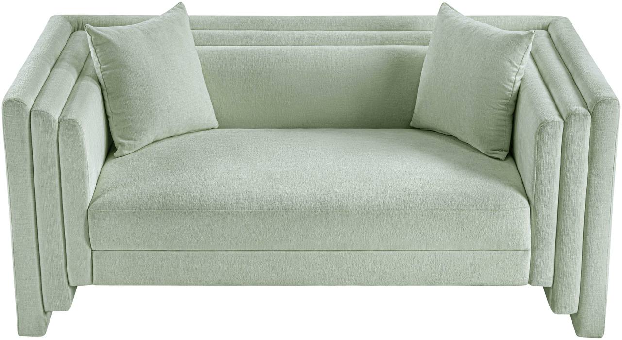 Meridian Furniture - Everett 67" Mint Chenille Fabric Upholstered Loveseat - 44068Mint-L - GreatFurnitureDeal