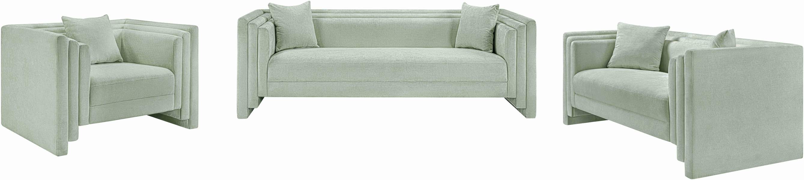 Meridian Furniture - Everett 67" Mint Chenille Fabric Upholstered Loveseat - 44068Mint-L - GreatFurnitureDeal