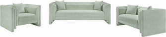 Meridian Furniture - Everett 67" Mint Chenille Fabric Upholstered Loveseat - 44068Mint-L - GreatFurnitureDeal